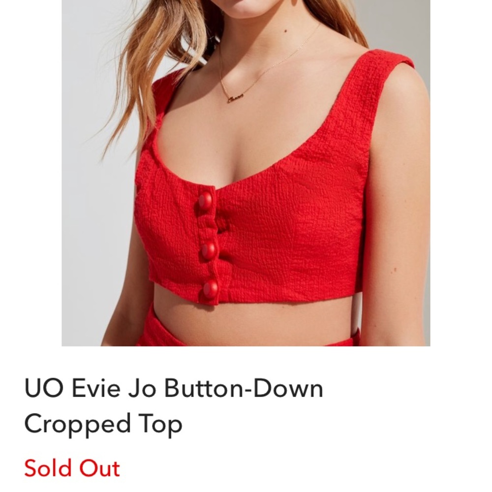 NWT Urban Outfitters Evie Jo Button Down Crop Top